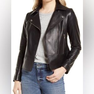 Sam Edelman Black Peplum Leather Jacket - M